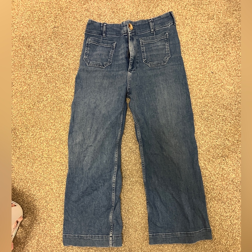 Maeve Collette cropped wide leg denim jeans size 28